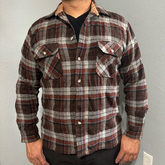 River Trade Men 100% Wool Blend ButtonDown Long Sleeves Plaid Flannel Shirt Sz L - Picture 8 of 17
